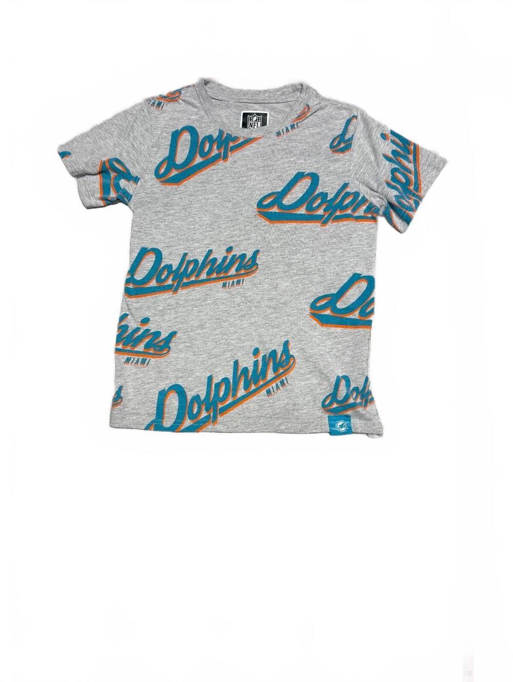 NFL Miami Dolphins Youth T-Shirt Size M 10-12 Gray All Over-